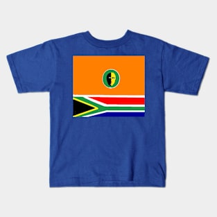 Sporty South African Design on Blue Background Kids T-Shirt